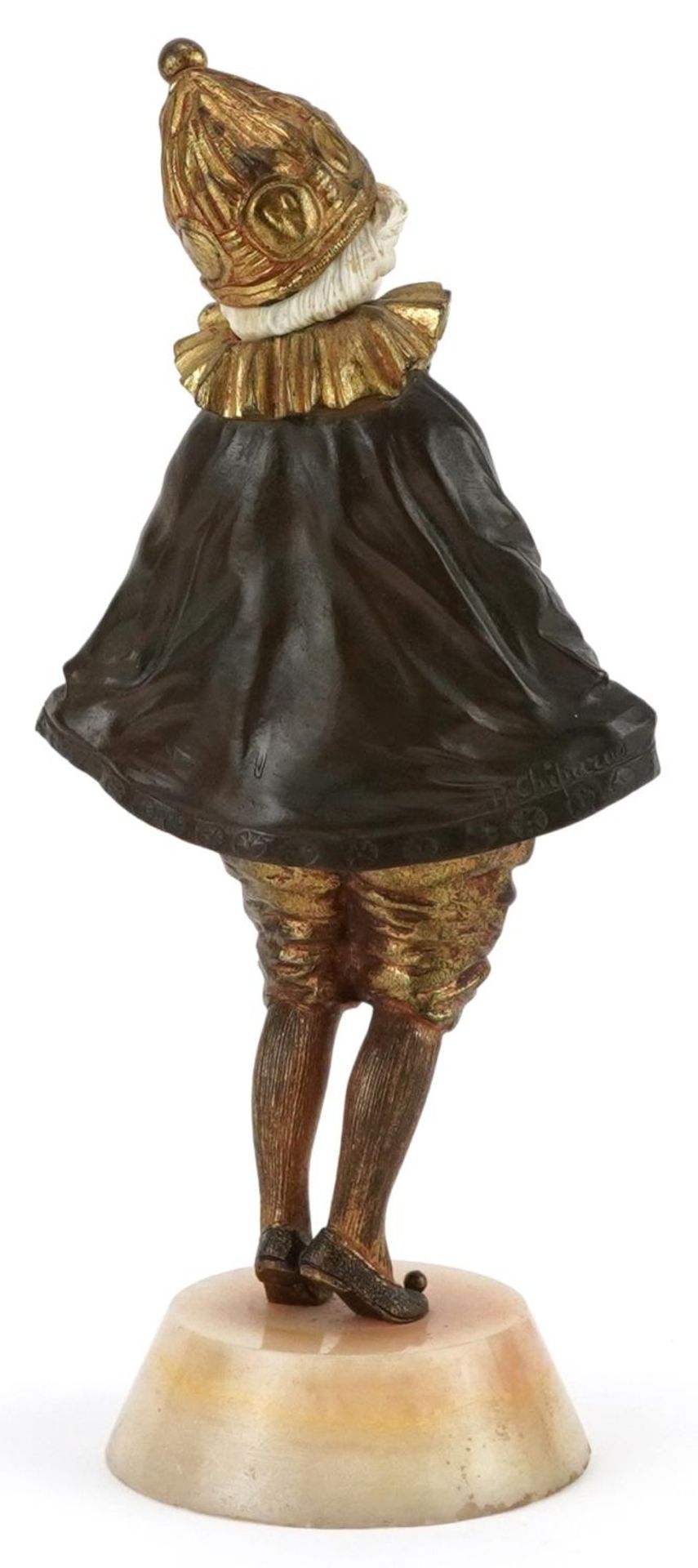 Dimitri Haralamb Chiparus, French Art Deco partially gilt patinated bronze statuette of a young - Image 2 of 4