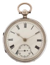 George V, gentlemen's silver key wind open face pocket watch having enamelled and subsidiary dials