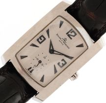 Baume & Mercier, gentlemen's stainless steel quartz wristwatch having silvered and subsidiary