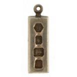 Silver ingot pendant, Sheffield 1978, 2.6cm high, 7.2g