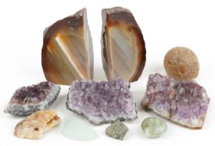 Natural history and geology specimens including amethyst, the largest 13.5cm high