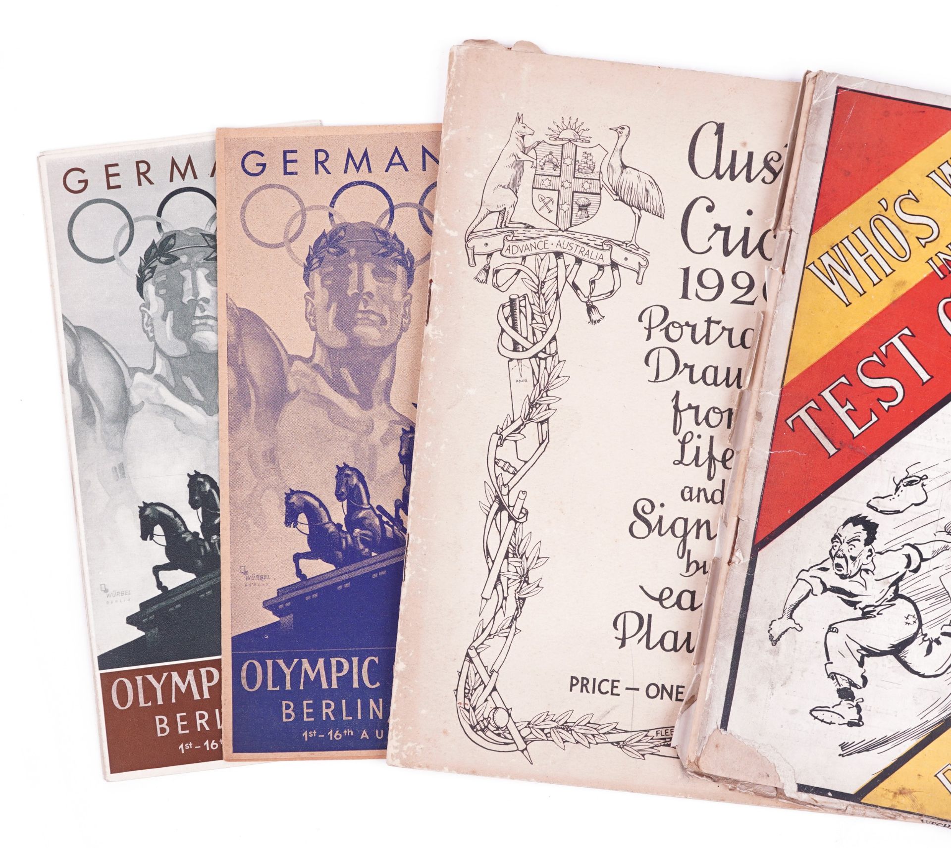 Sporting ephemera including 1936 Berlin Olympic games pamphlets and two cricket books with - Image 2 of 4