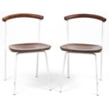 Manner of Calligaris, pair of contemporary metal framed hardwood bistro chairs, 75cm high