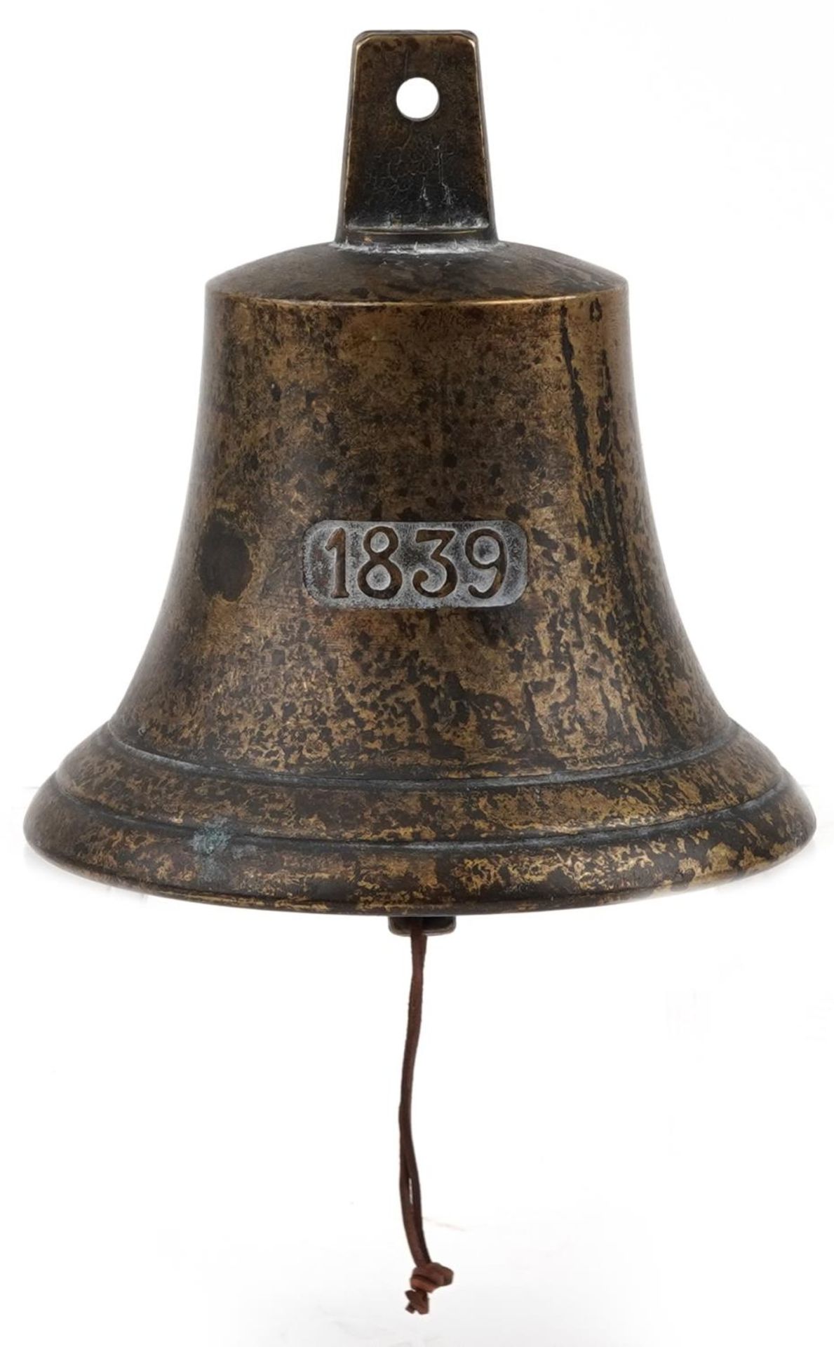 Shipping interest patinated bronze bell dated 1839, 20.5cm high - Bild 3 aus 4