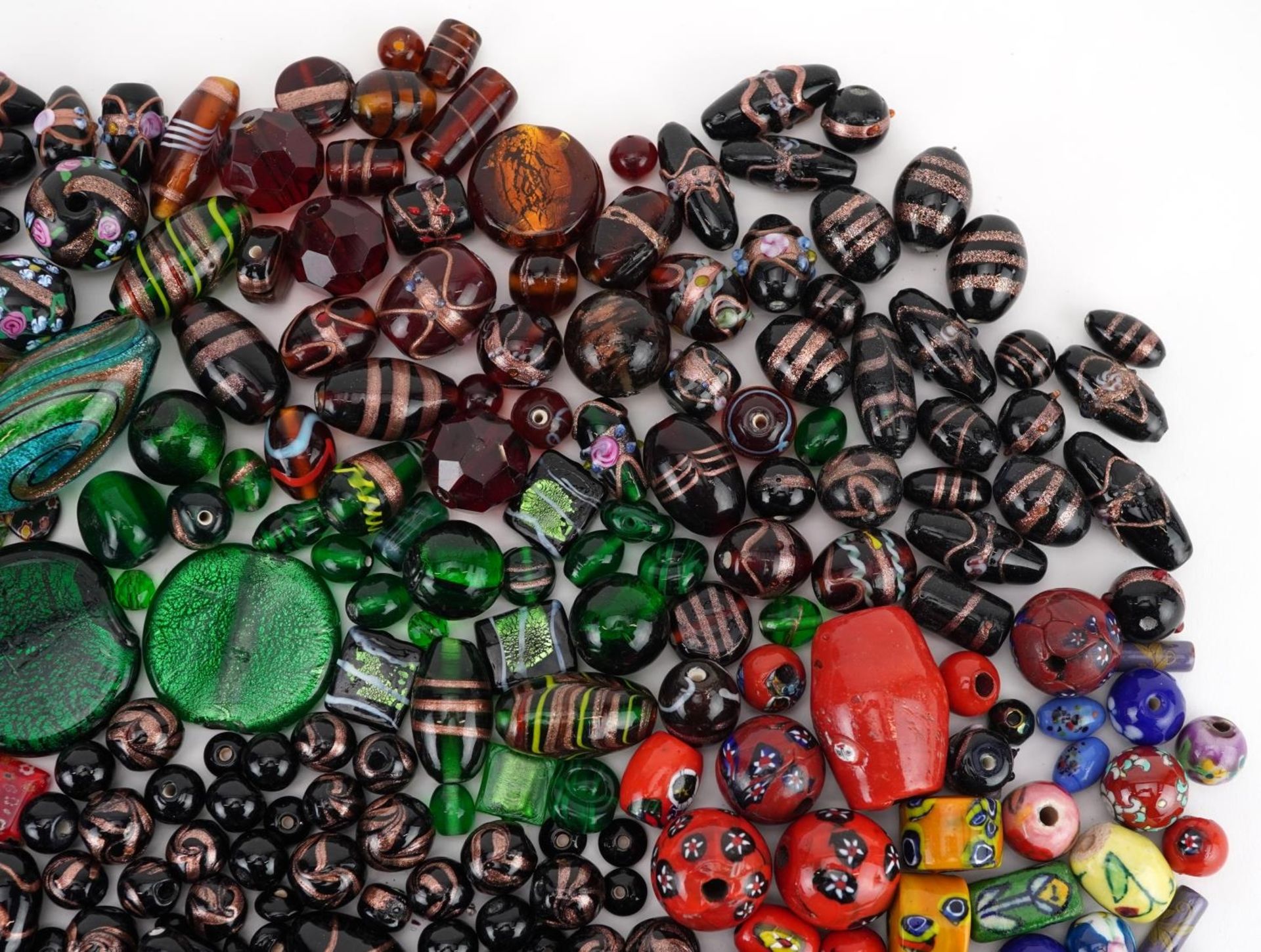 Large collection of Venetian millefiori and hand painted glass bead necklaces and beads, the largest - Image 3 of 5