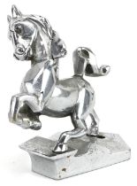 Art Deco automobilia interest chrome plated car mascot in the form of a stylised horse, impressed