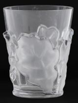 Lalique frosted and clear glass Chene beaker vase, etched Lalique France to the base, 12cm high