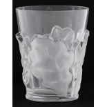 Lalique frosted and clear glass Chene beaker vase, etched Lalique France to the base, 12cm high