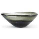 Scandinavian smoky glass centre bowl, 28.5cm wide