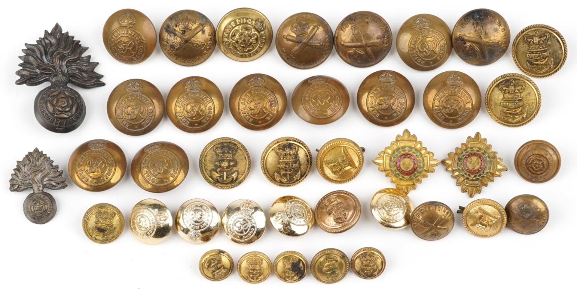 Collection of Victorian and later British and naval interest buttons including Royal Army Service
