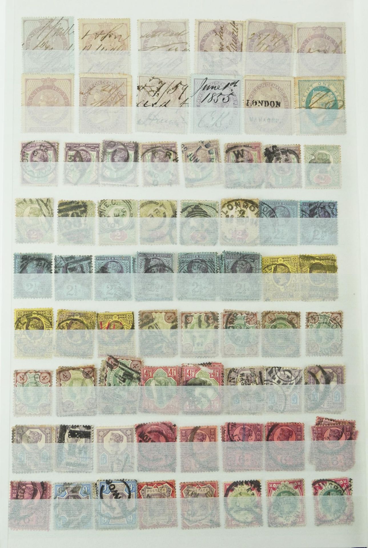 Victorian and later British stamps and postal history arranged in a stock book including Penny Reds, - Bild 6 aus 17