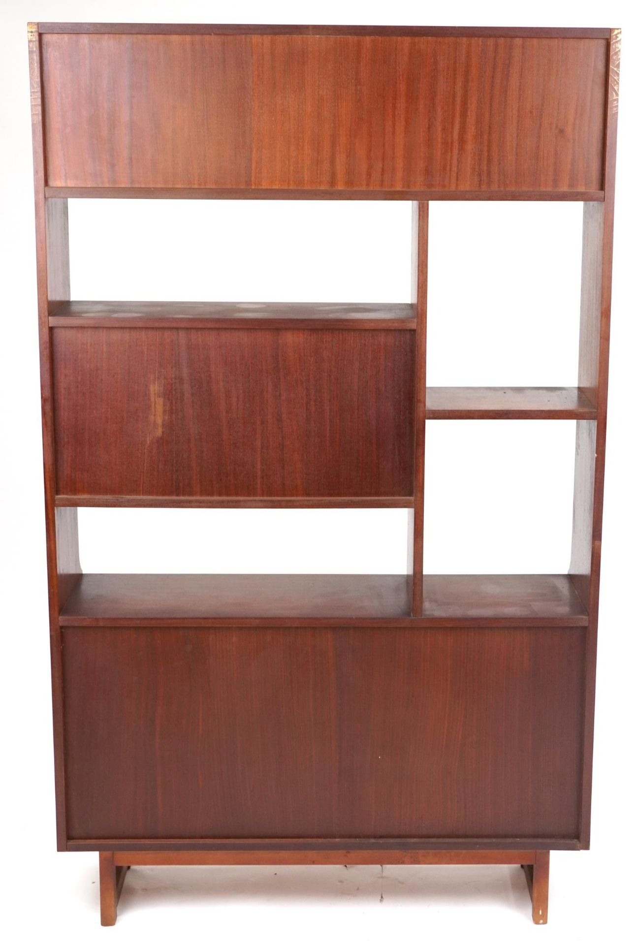 Mid century Stonehill teak room divider fitted with an arrangement of cupboards and drawers, 177cm H - Image 3 of 3