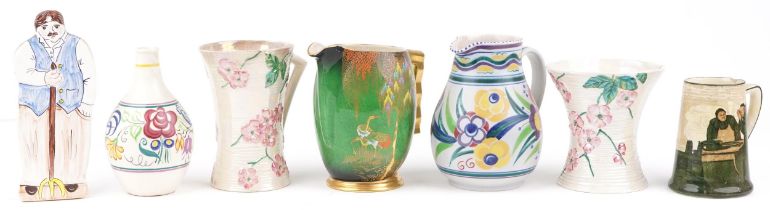 Decorative arts including Carltonware Verte Royale jug, Maling, Poole Pottery, Royal Doulton and a