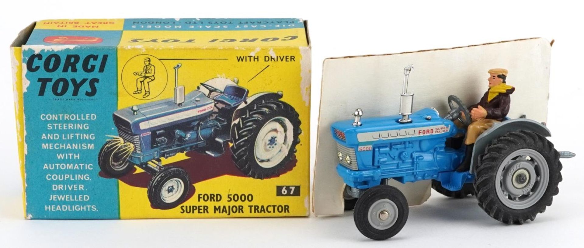 Vintage Corgi Toys diecast Ford 5000 Super Major Tractor with box numbered 67