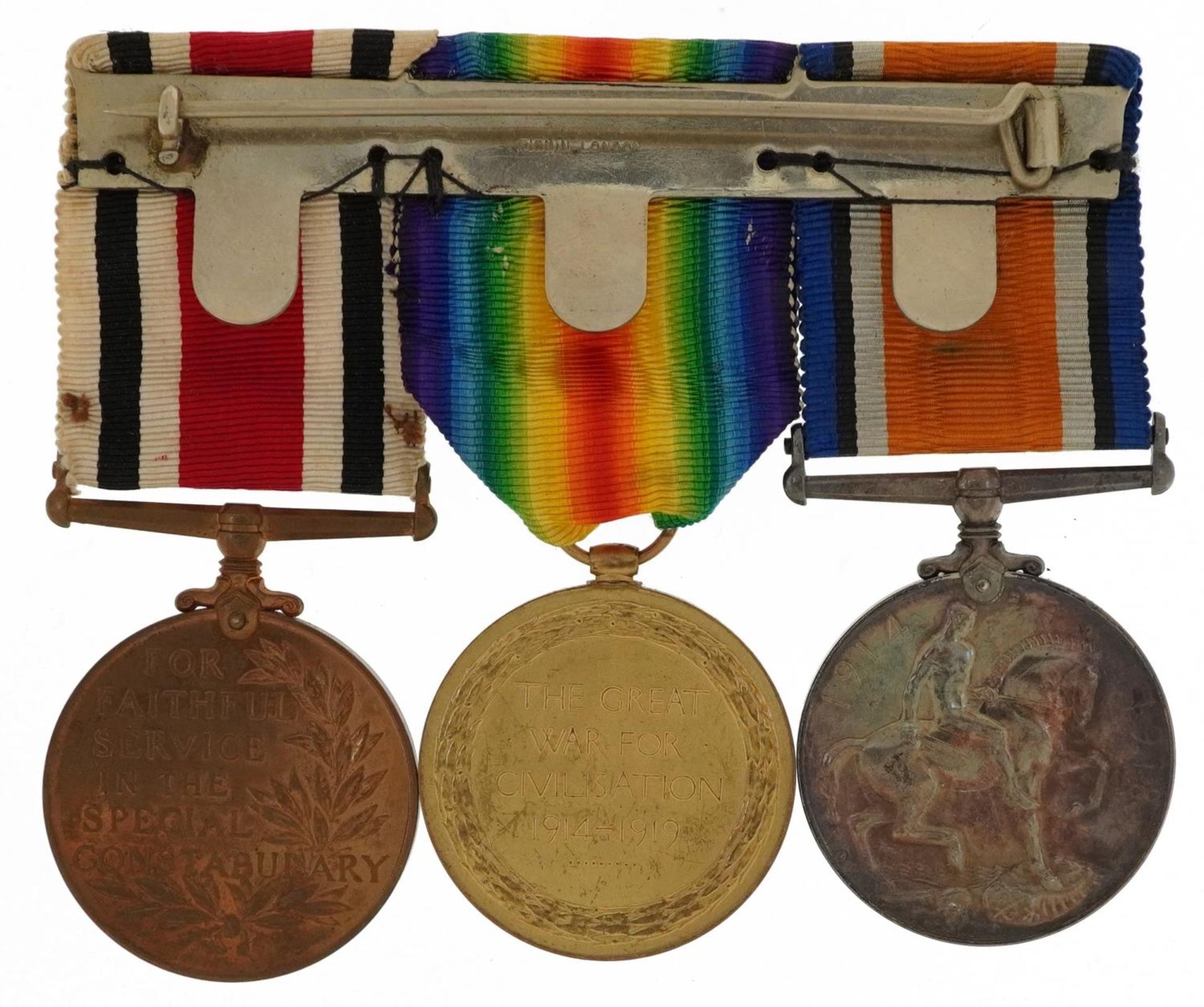 British military World War I three medal group with photograph of soldier in question, comprising - Bild 4 aus 7