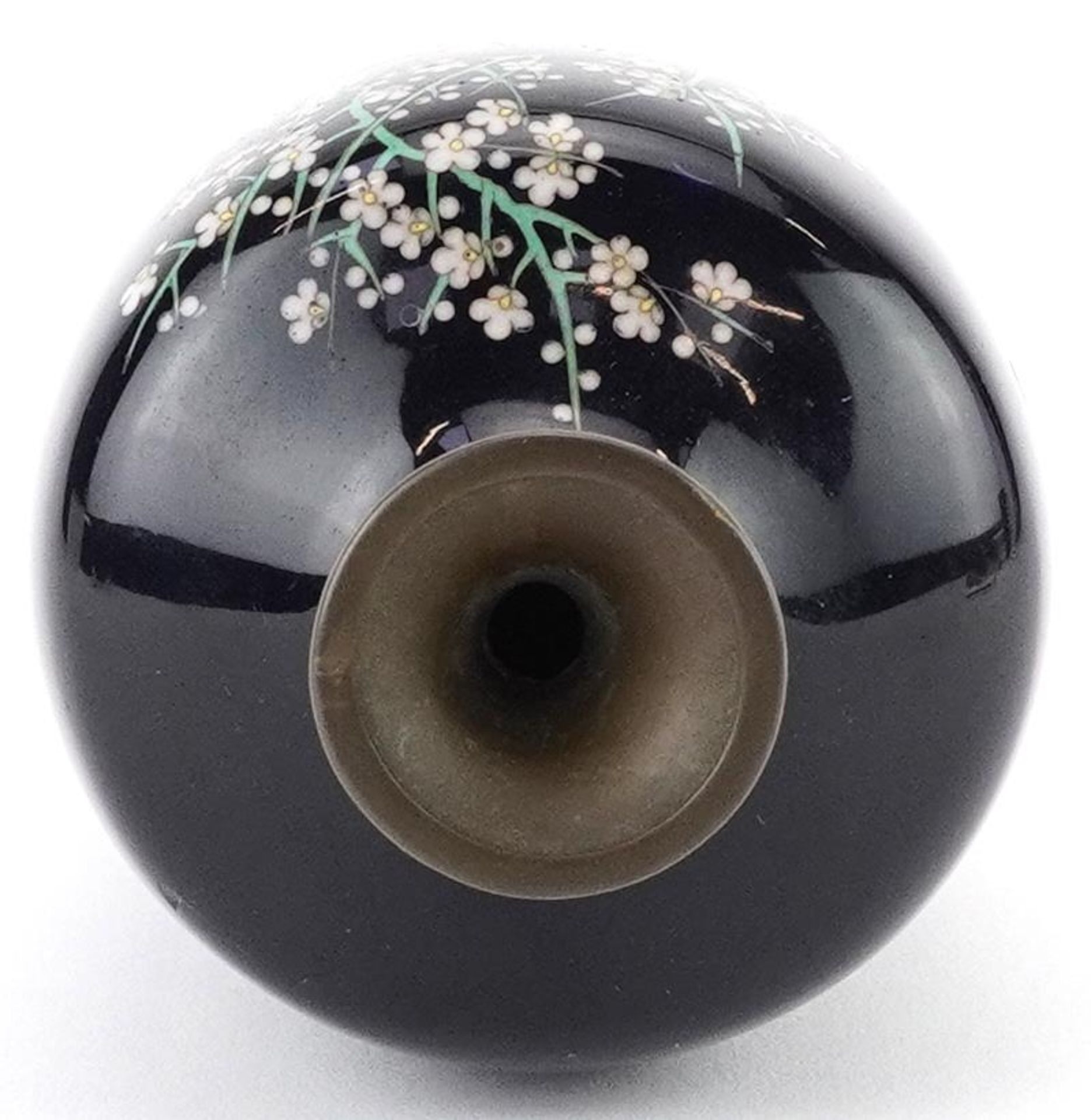 Japanese cloisonne vase finely enamelled with flowers, 18cm high - Bild 5 aus 6