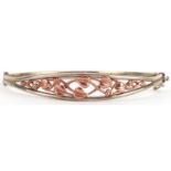 Clogau, Welsh silver and gold Tree of Life hinged bangle with box, 6.5cm wide, 11.6g