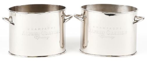 Pair of Alfred Gratien style Champagne ice buckets with twin handles, 18cm high x 28cm wide