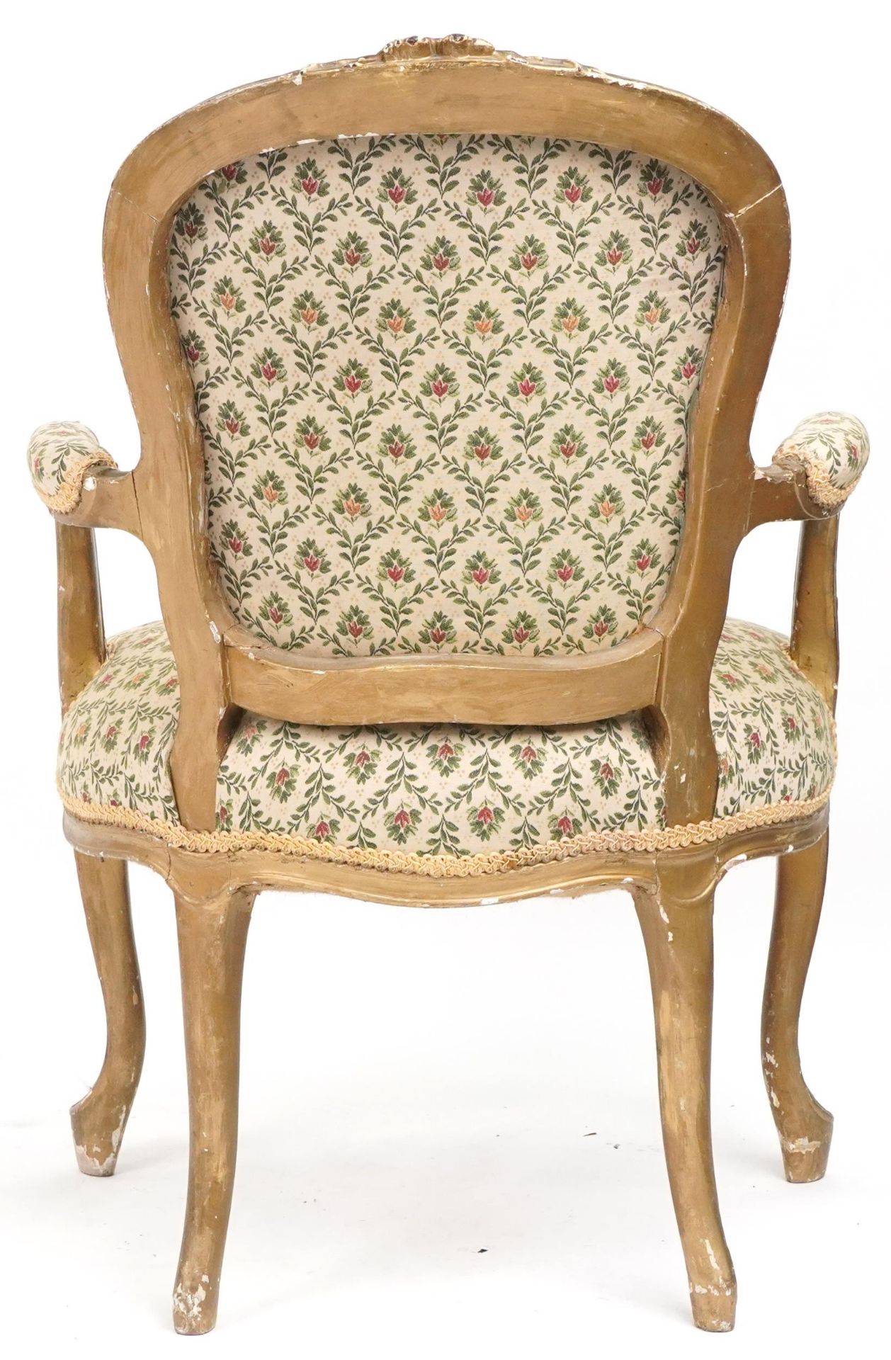 French gilt framed elbow chair with floral upholstery, 99cm high - Image 4 of 4