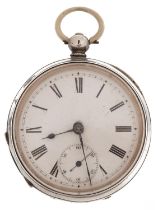 Swiss 935 grade silver gentlemen's key wind open face pocket watch having enamelled dial with