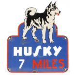 Husky 7 Miles enamel advertising sign, 35cm x 30cm