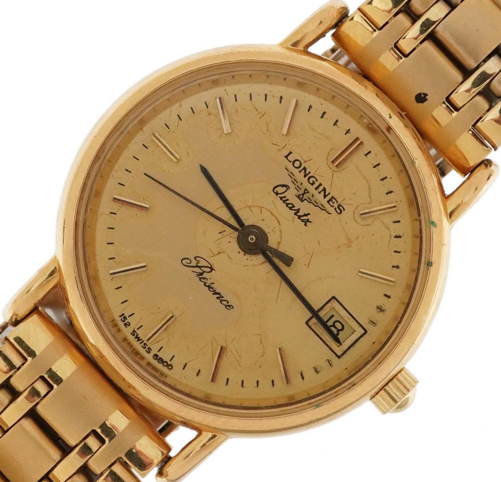 Longines, ladies Longines Presence quartz wristwatch with date aperture, the case numbered 25849136,