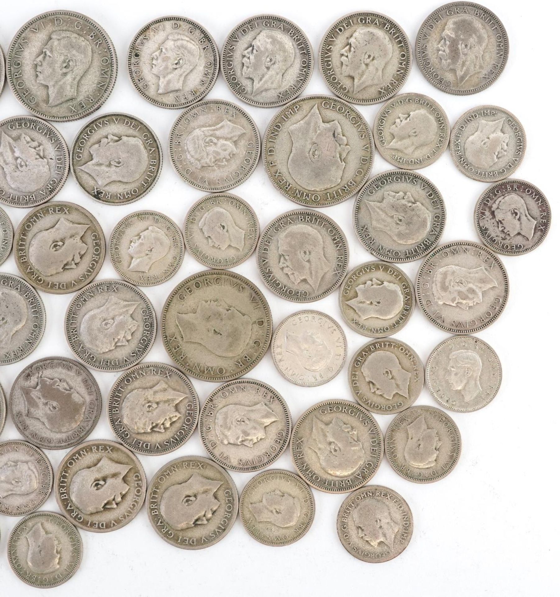 British pre decimal, pre 1947 coinage including florin and shillings, 255g - Image 6 of 6