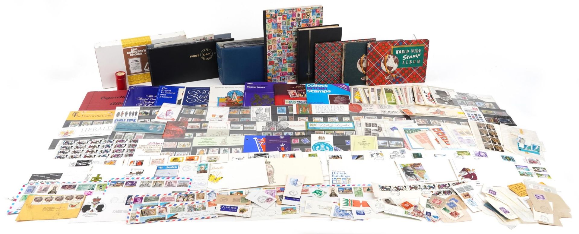 Collection of British and world stamps and covers, predominantly arranged in albums and stock books