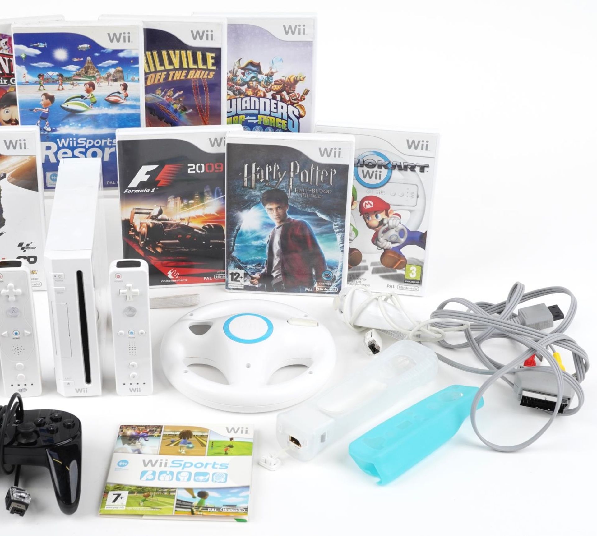 Nintendo Wii games console with controllers, accessories and a collection of games - Image 3 of 3