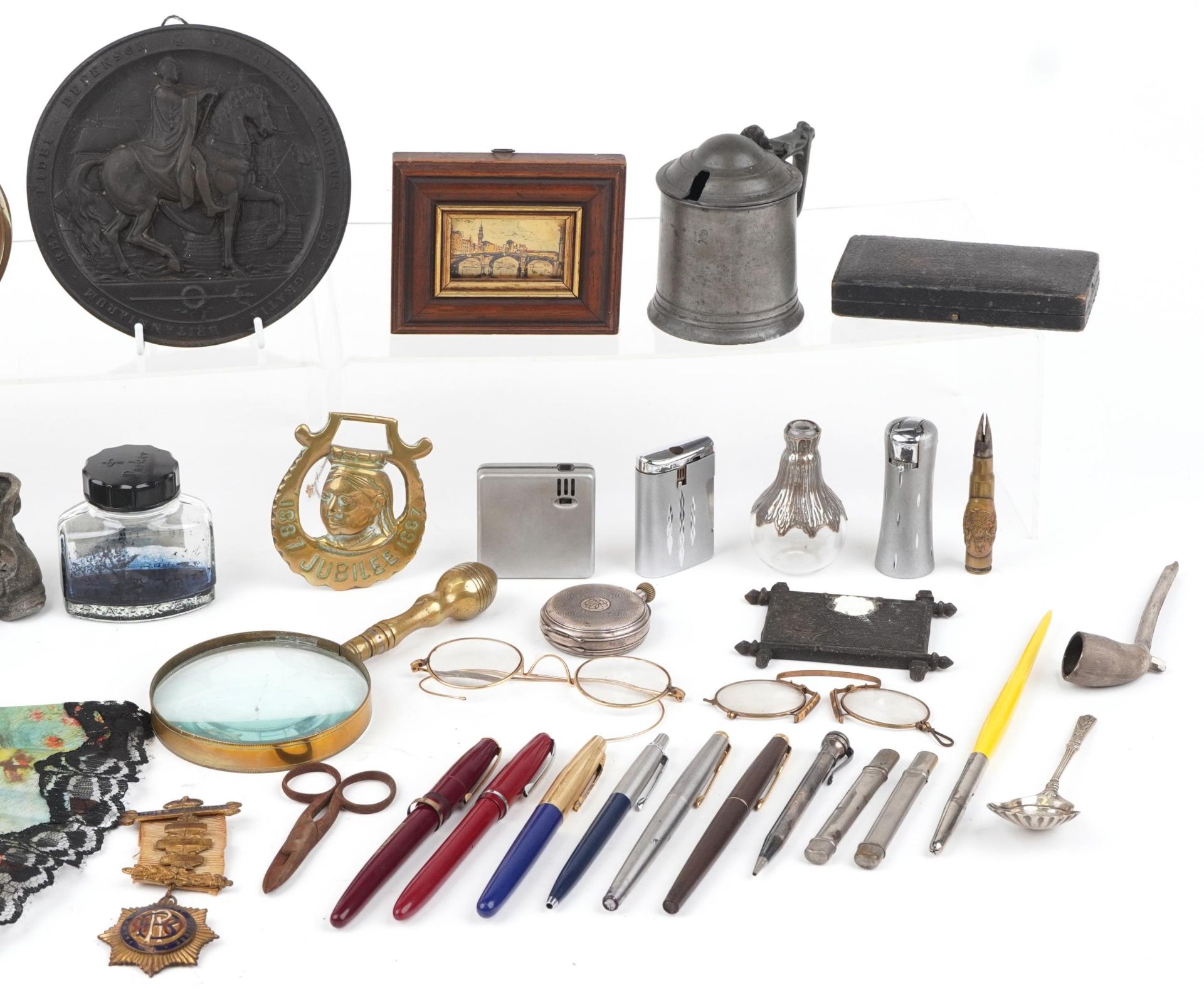 19th century and later sundry items including a silver pocket watch, silver overlaid glass vase, - Image 3 of 3