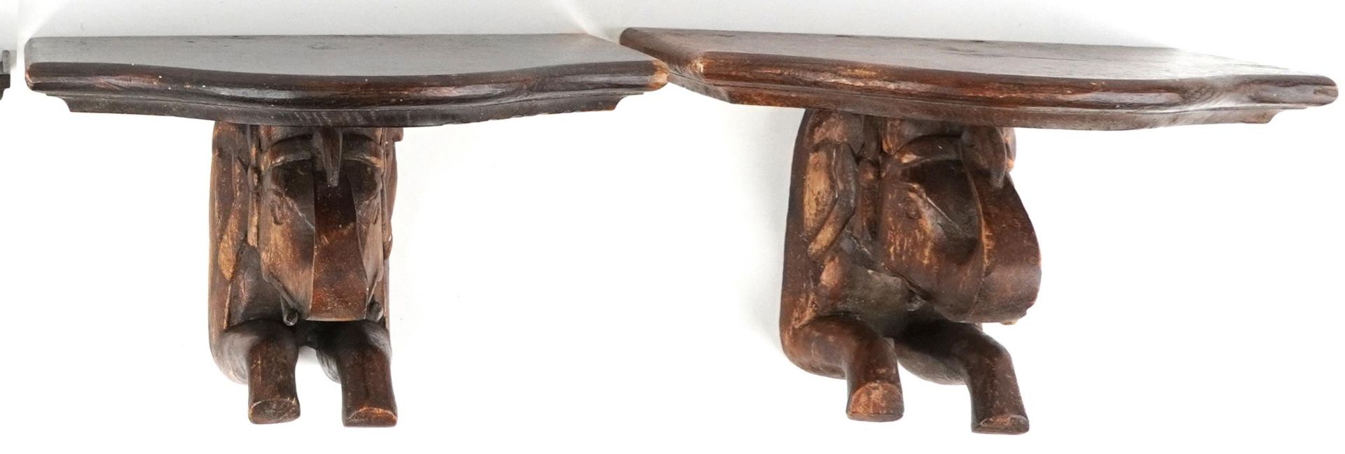 19th century and later treen wall brackets including a German Black Forest example carved in - Image 3 of 3