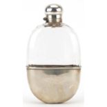 Griffiths & Singleton, Edwardian silver mounted glass hip flask with detachable cup, Birmingham