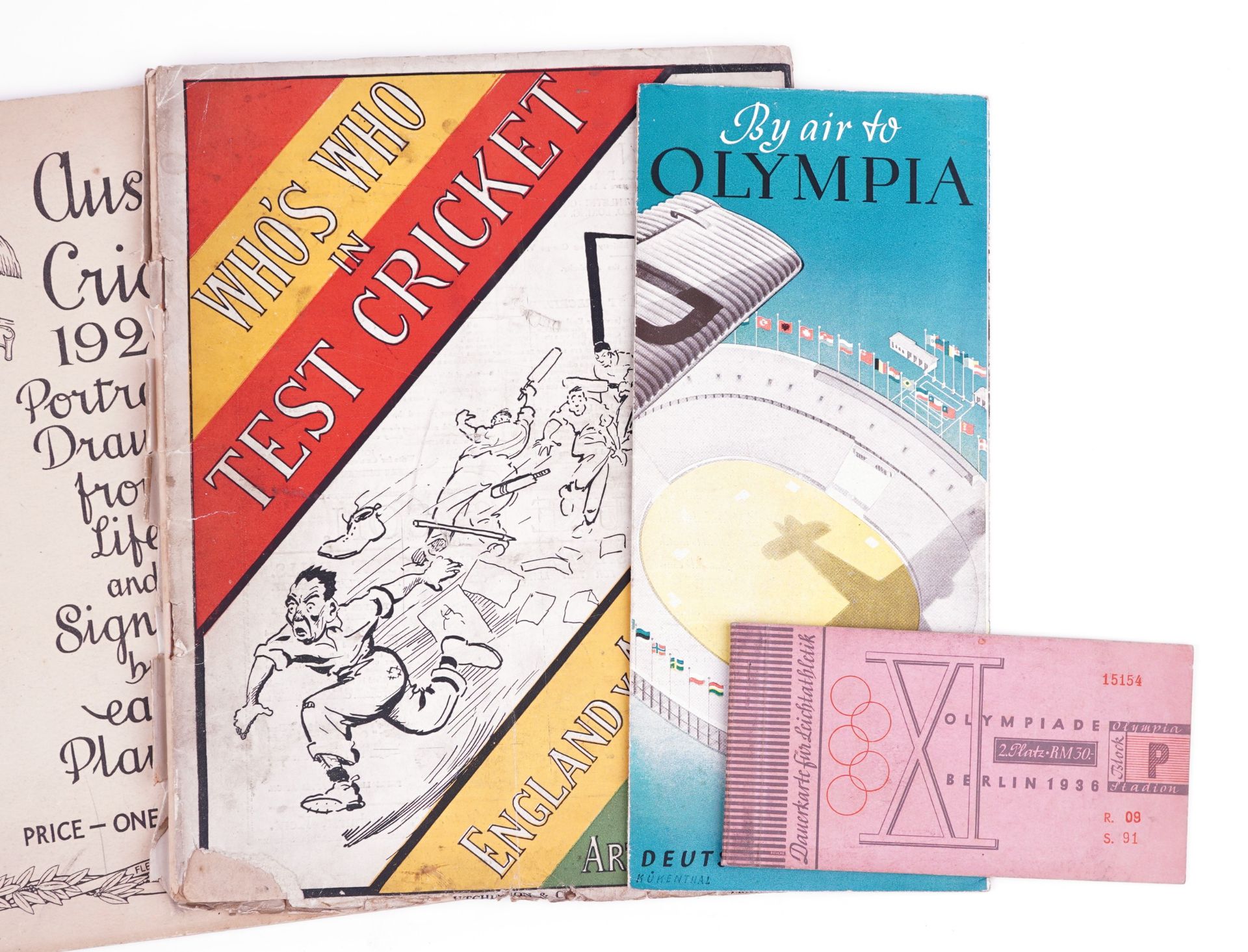 Sporting ephemera including 1936 Berlin Olympic games pamphlets and two cricket books with - Image 3 of 4