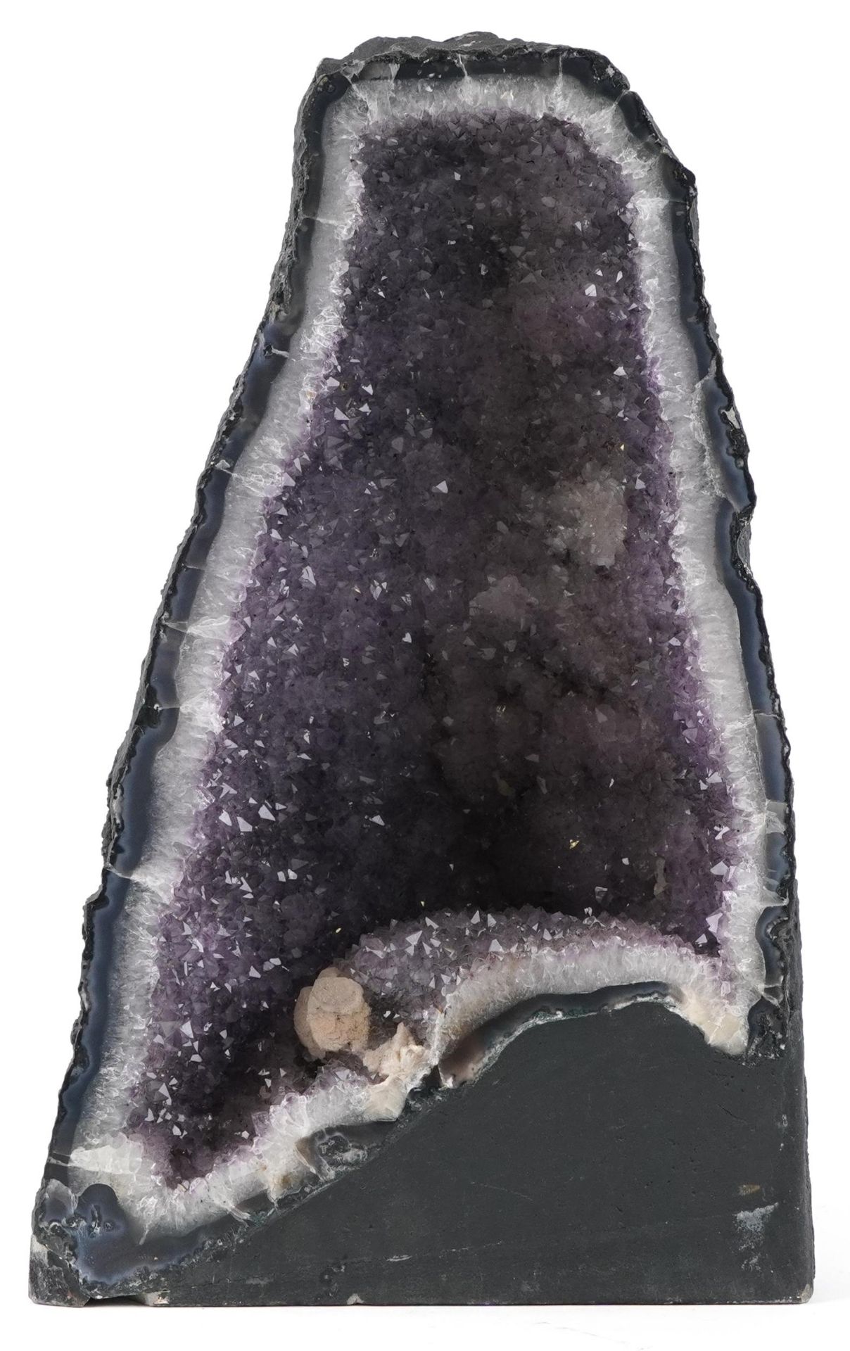Large natural history geology interest amethyst geode, 50.5cm high