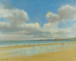 Malcolm Ludvigsen 2009 - Scarborough beach scene, oil on canvas, inscribed verso, framed, 75cm x