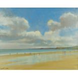 Malcolm Ludvigsen 2009 - Scarborough beach scene, oil on canvas, inscribed verso, framed, 75cm x