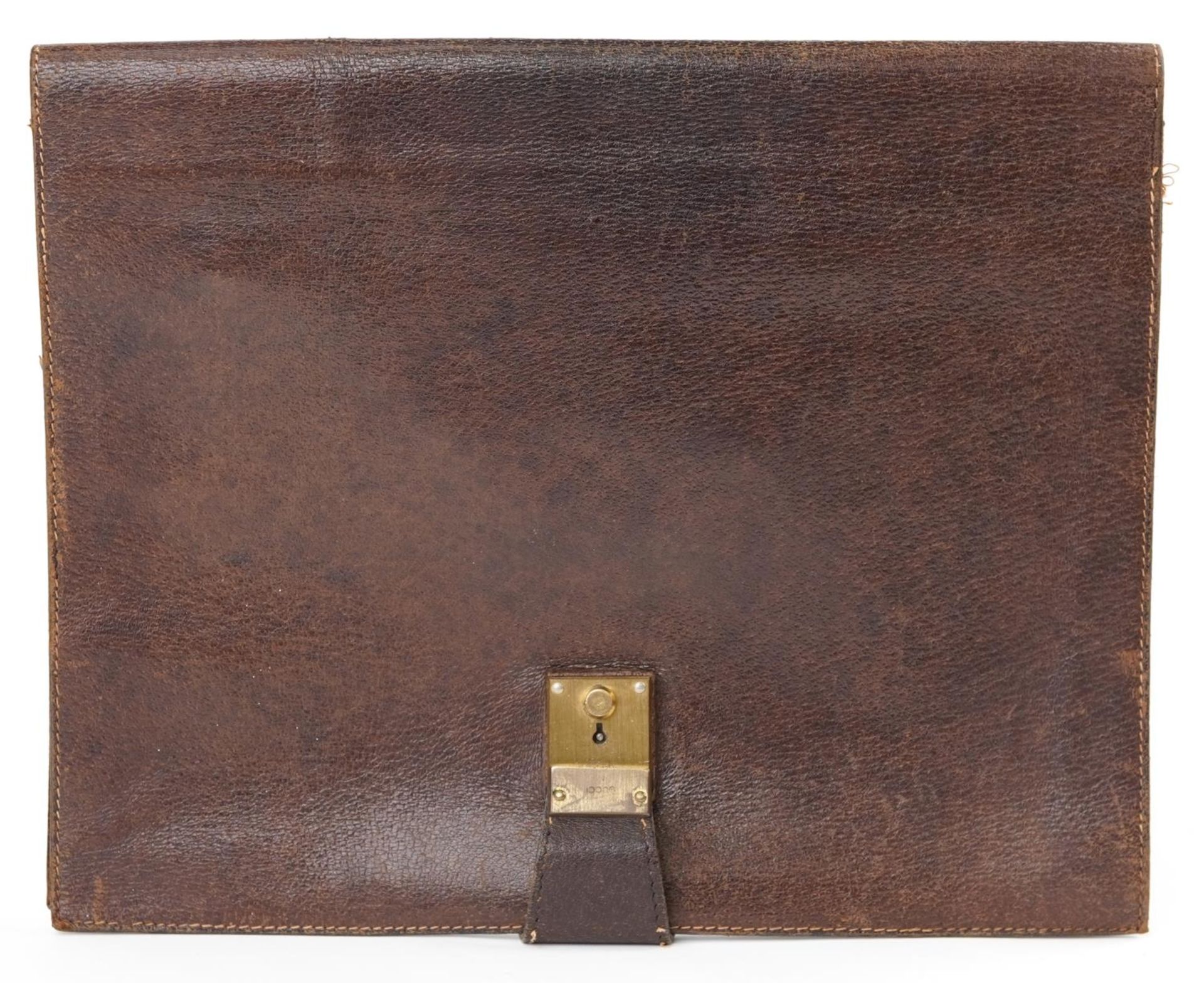 Vintage gentlemen's Gucci brown leather document wallet, 33cm wide PROVENANCE: Purchased by the