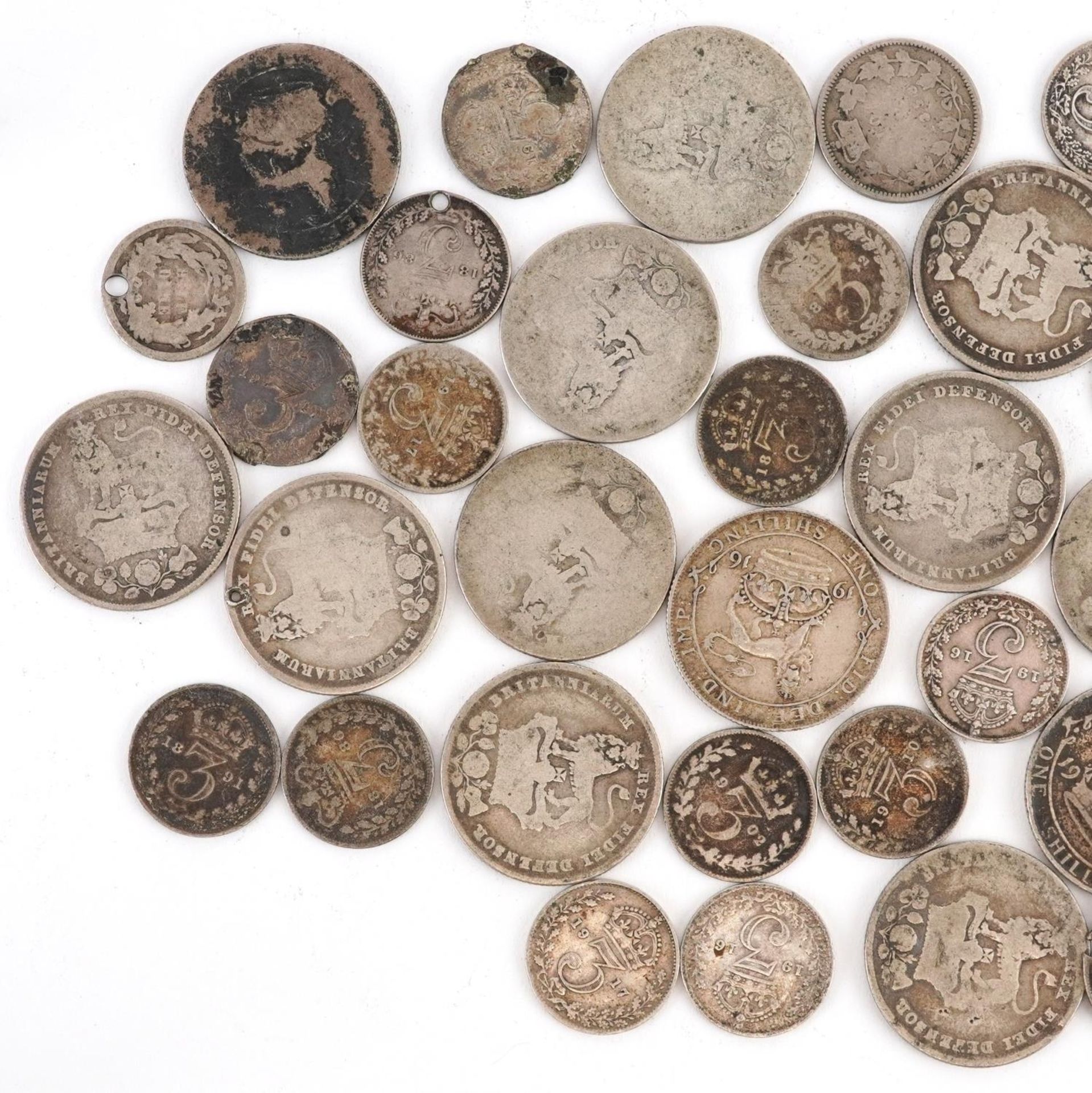 British pre decimal, pre 1947 coinage including half crown and shillings, 120g - Image 2 of 6