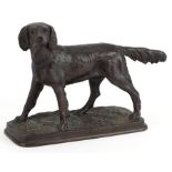 Jules Bennes, French patinated bronze sculpture of a gun dog, 19cm in length