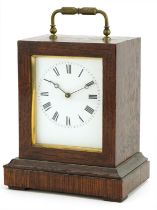 19th century oak cased timepiece with enamelled dial having Roman numerals, impressed VAP Brevete to