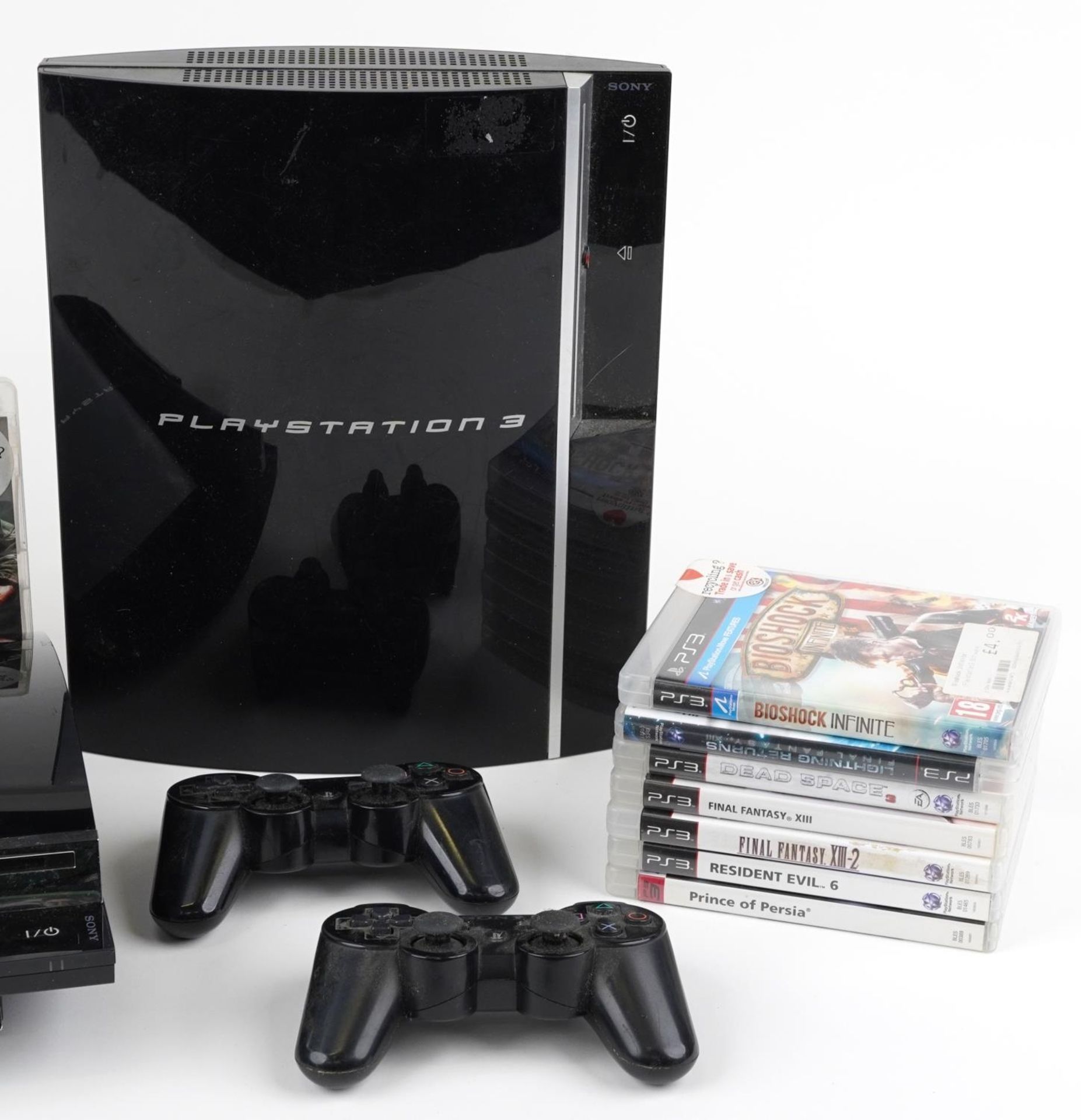 Two Sony PlayStation 3 games consoles with controllers and a collection of games - Image 3 of 3