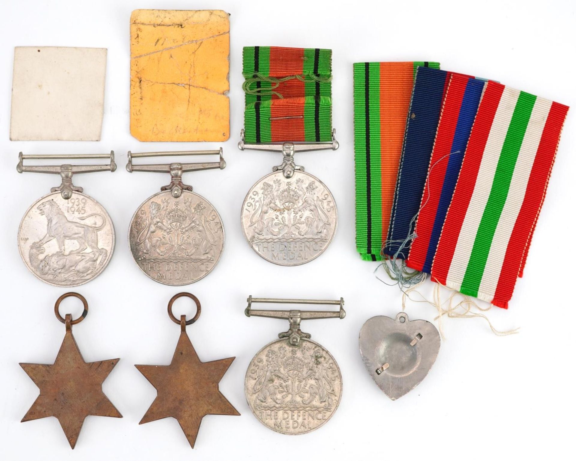 Six British military World War II medals, love heart sweetheart pendant and two photographs - Bild 2 aus 2