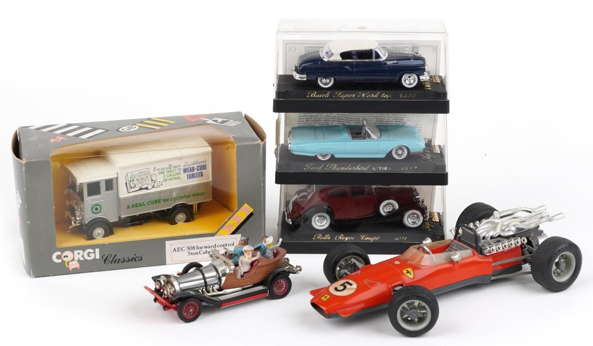 Vintage and later model and toy cars including Schuco Ferrari Formel II, Corgi Toys Chitty Chitty