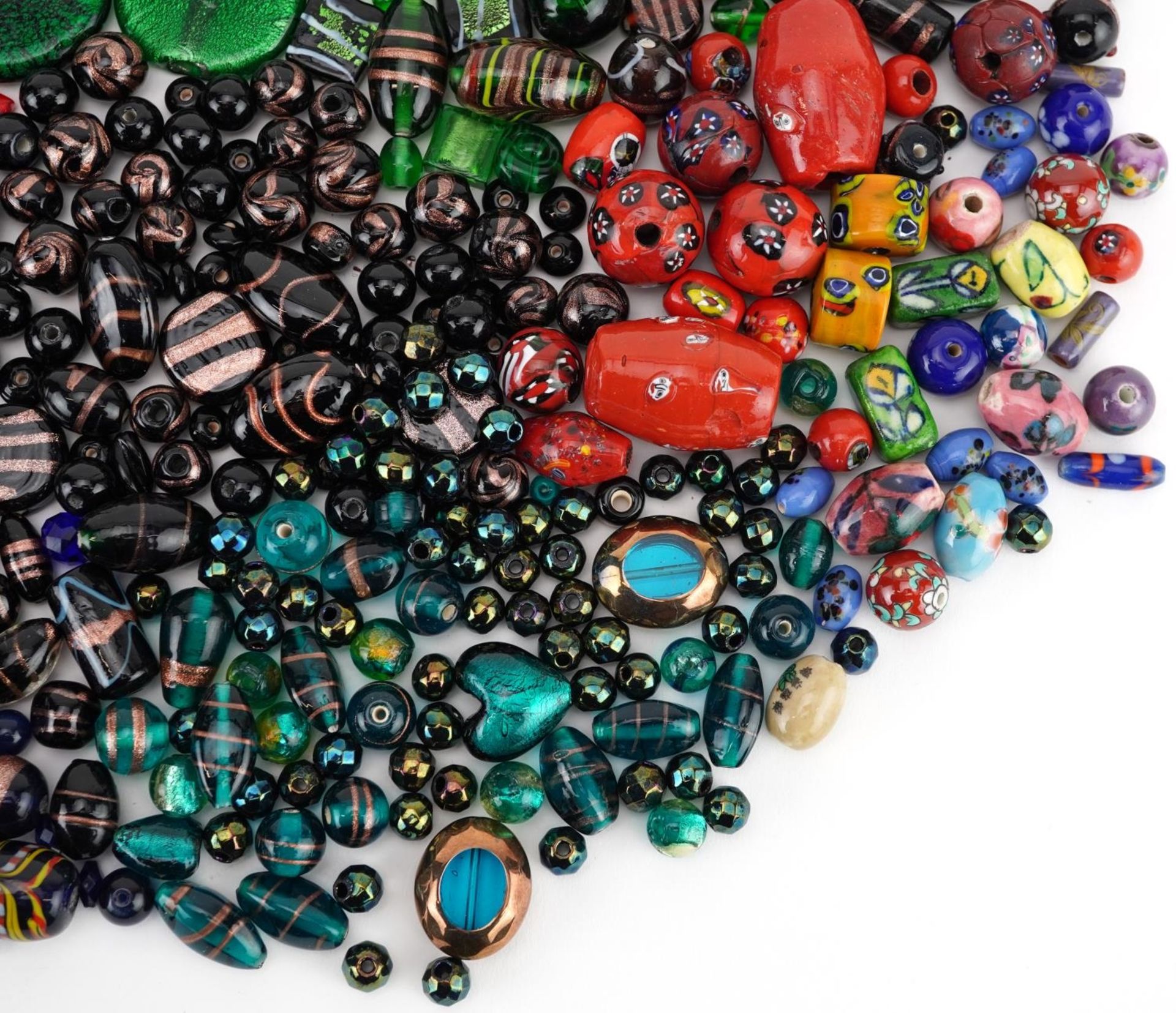 Large collection of Venetian millefiori and hand painted glass bead necklaces and beads, the largest - Image 5 of 5