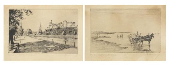 A Simes - The Cowal Shore, The Clyde and Inverness Castle Scotland, pair of pencil signed