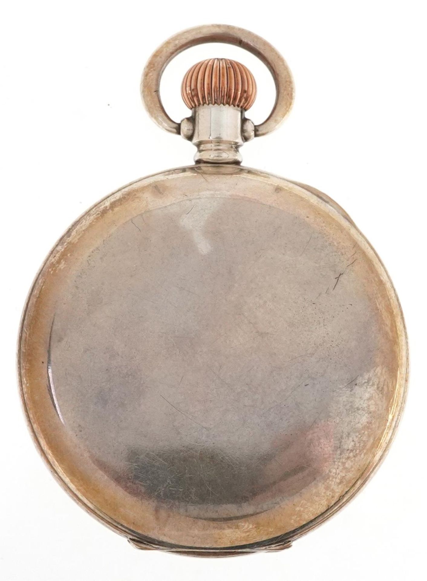 Cyma, George VI silver gentlemen's keyless half hunter pocket watch having enamelled and - Bild 3 aus 5