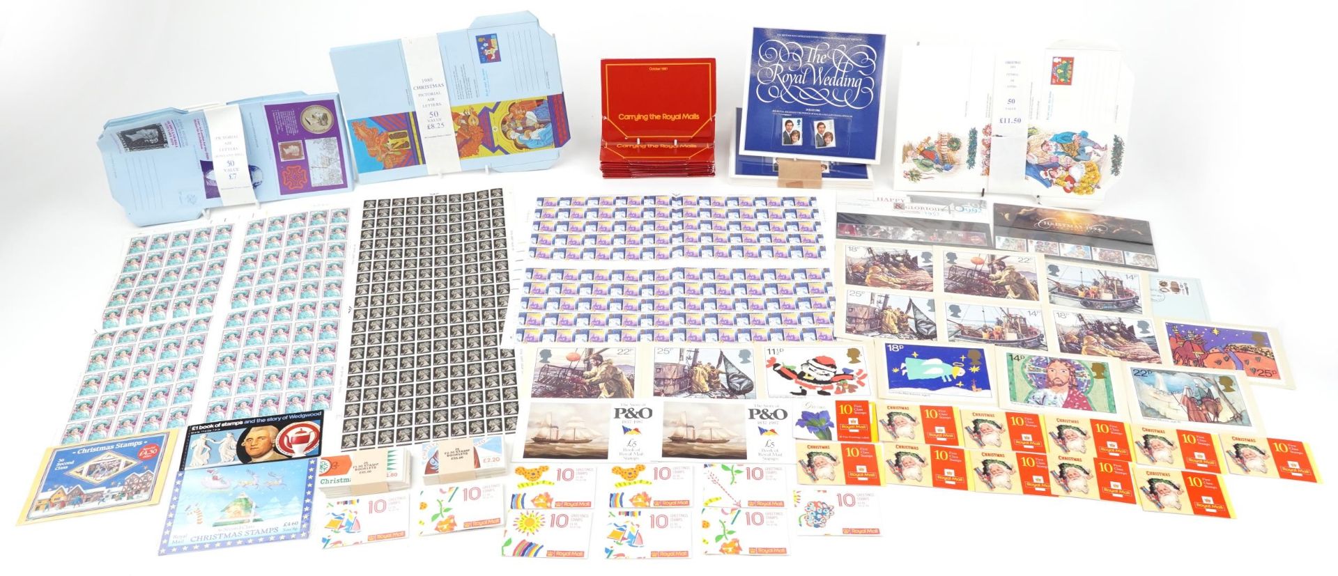 Collection of British stamps including pictorial air letters, presentation packs and stamp booklets,