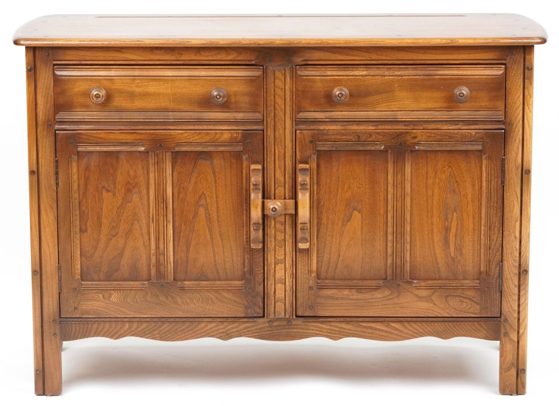 Ercol elm sideboard fitted with two drawers above a pair of cupboard doors, 85cm H x 122cm W x - Bild 2 aus 6