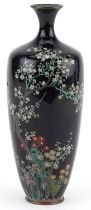 Japanese cloisonne vase finely enamelled with flowers, 18cm high