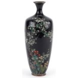Japanese cloisonne vase finely enamelled with flowers, 18cm high